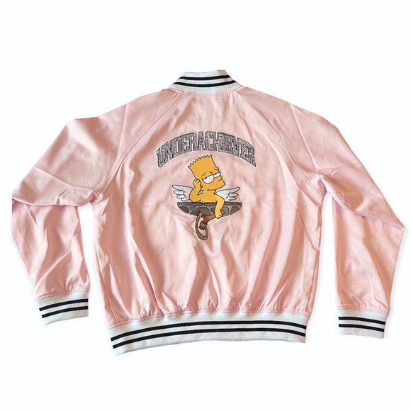 SIMPSONS 20th Century Fox BART Women Zip Light Weight JACKET Underachiever PINK - Picture 2 of 8